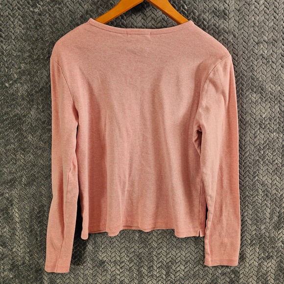 Lauren Ralph Lauren Pink Heathered Long Sleeve Casual Shirt Top Women's Size L - Picture 7 of 7